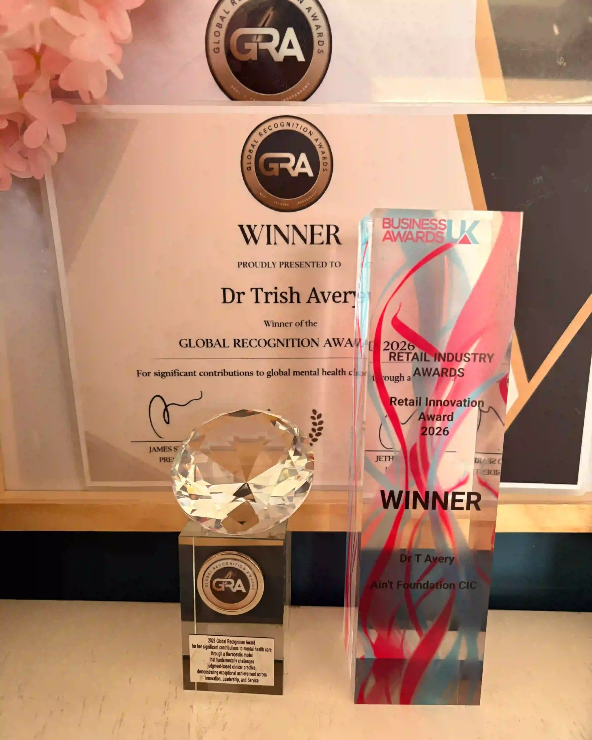 Global Recognition Award for Dr Trish Avery AINT Foundation CIC